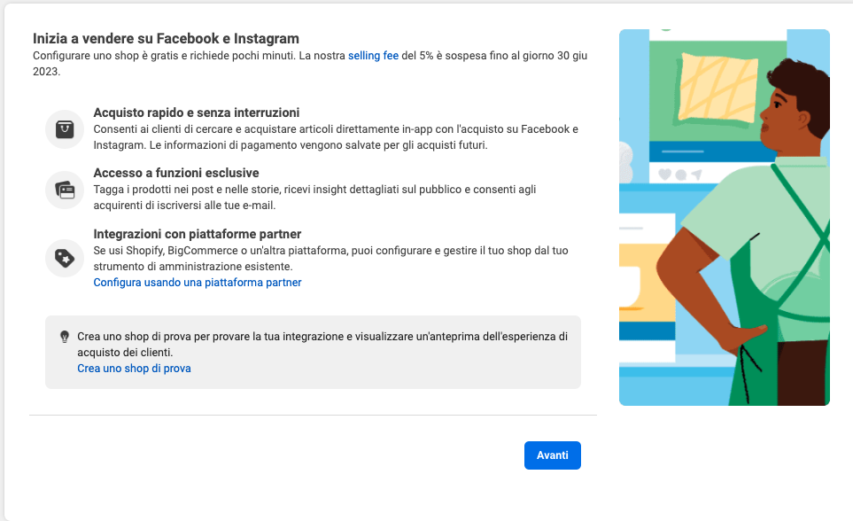 facebook shop gestore delle vendite