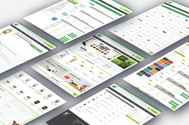 varie schermate mockup del sito biopet store