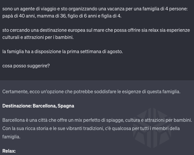 chatgpt agenzia viaggio
