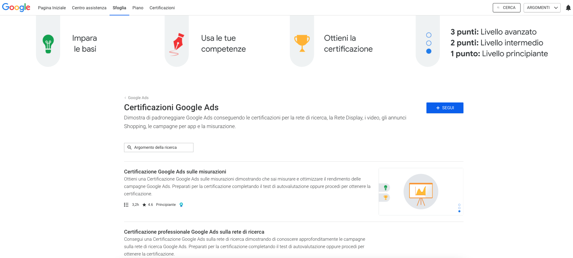certificazioni google ads skillshop